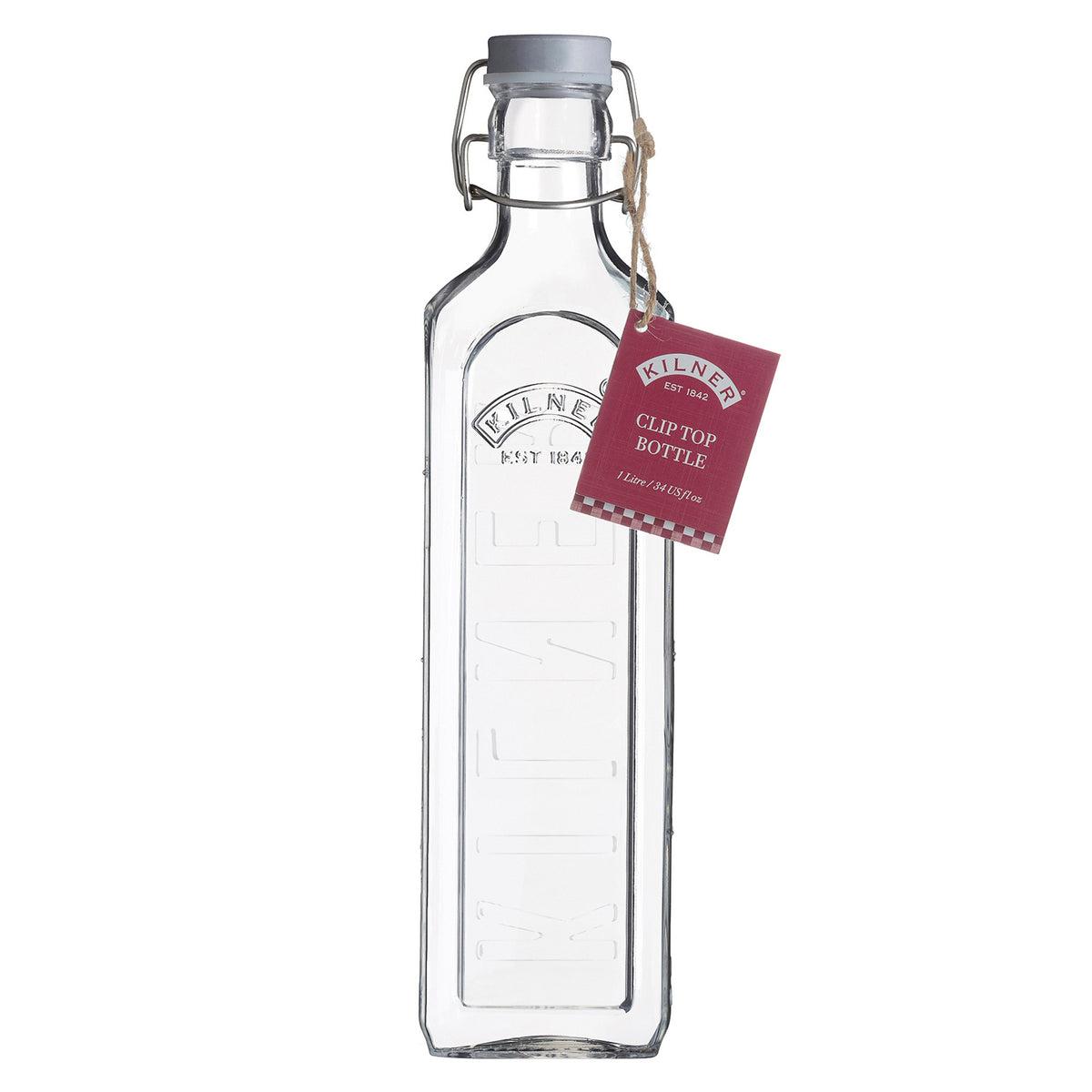 Clear KILNER Einkochflasche Clip Square with glass lid and metal clamp for preserving fruits and vegetables.
