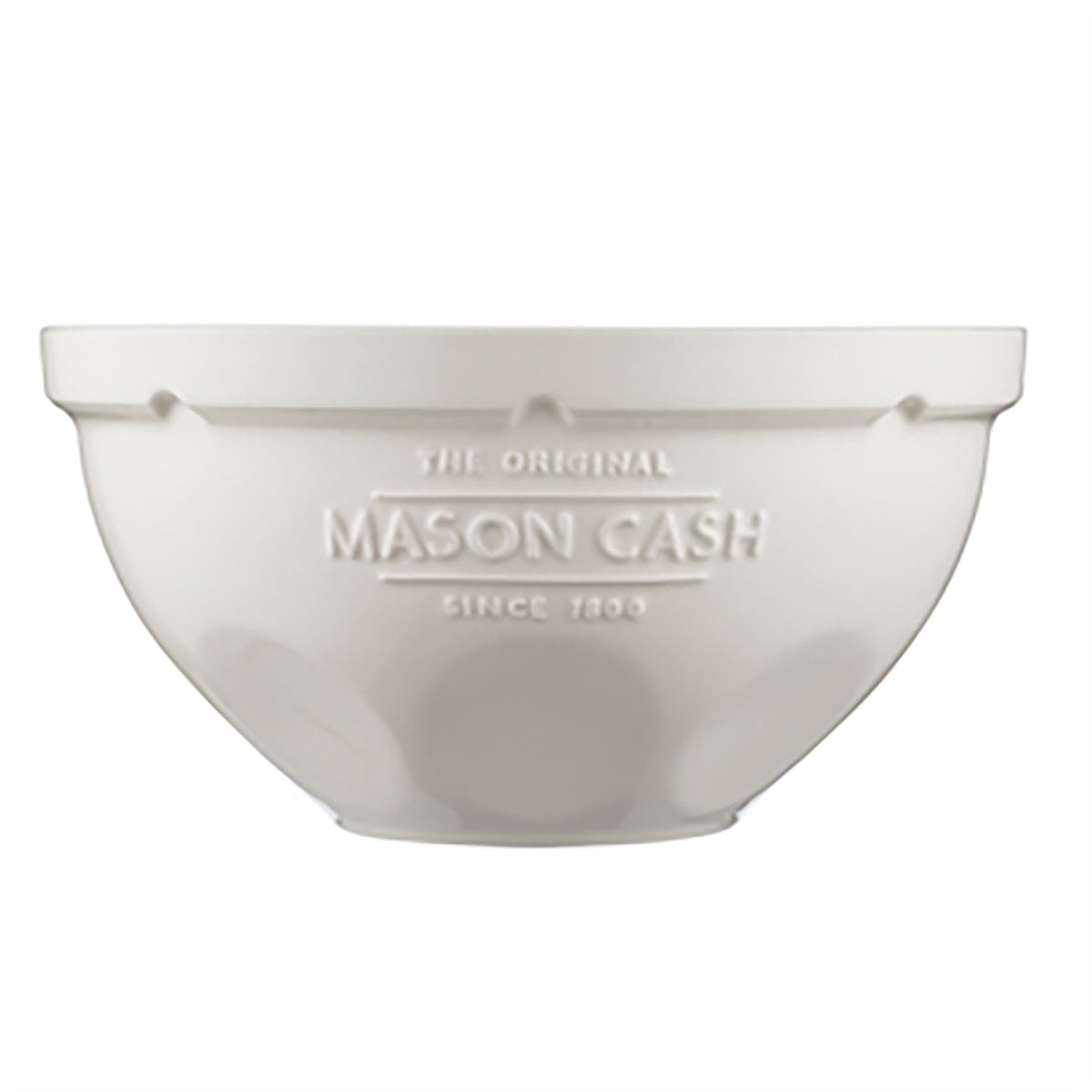 White Mason Cash mixing bowl, 5-liter size, with smooth interior and classic design for baking and food prep.