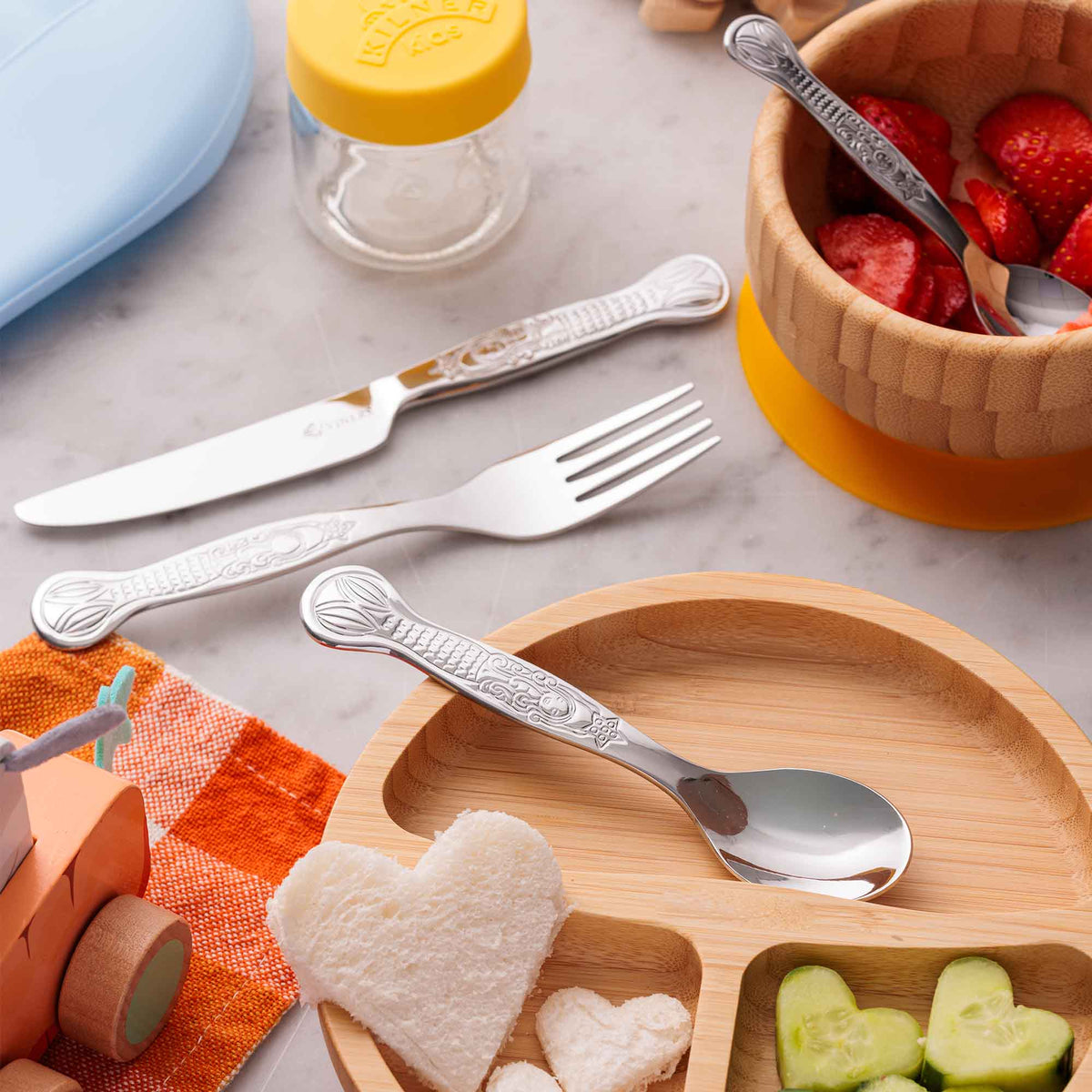 VINERS Kinderbesteck 3er-Set in Edelstahl, includes fork, knife, and spoon designed for children