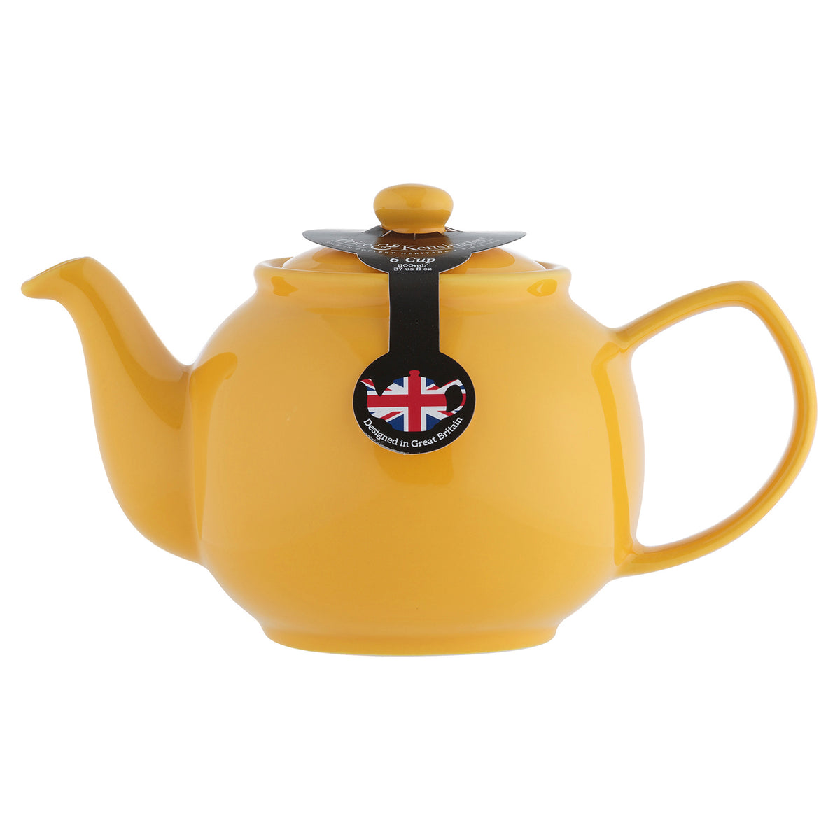 Yellow P & K Teekanne tea pot with a classic design, featuring a round body and a curved handle.