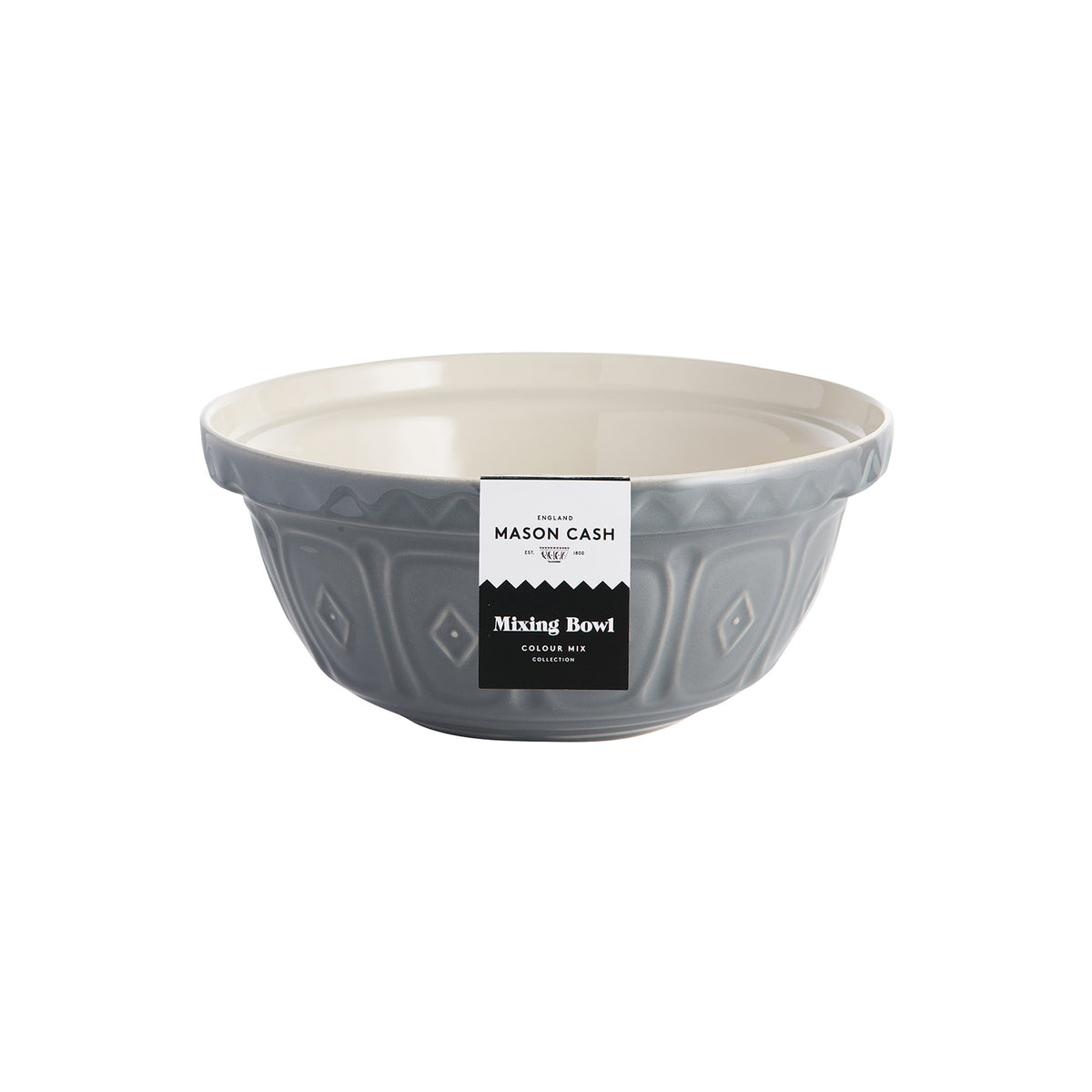 Gray Mason Cash mixing bowl with a smooth, rounded design, ideal for baking and mixing ingredients.