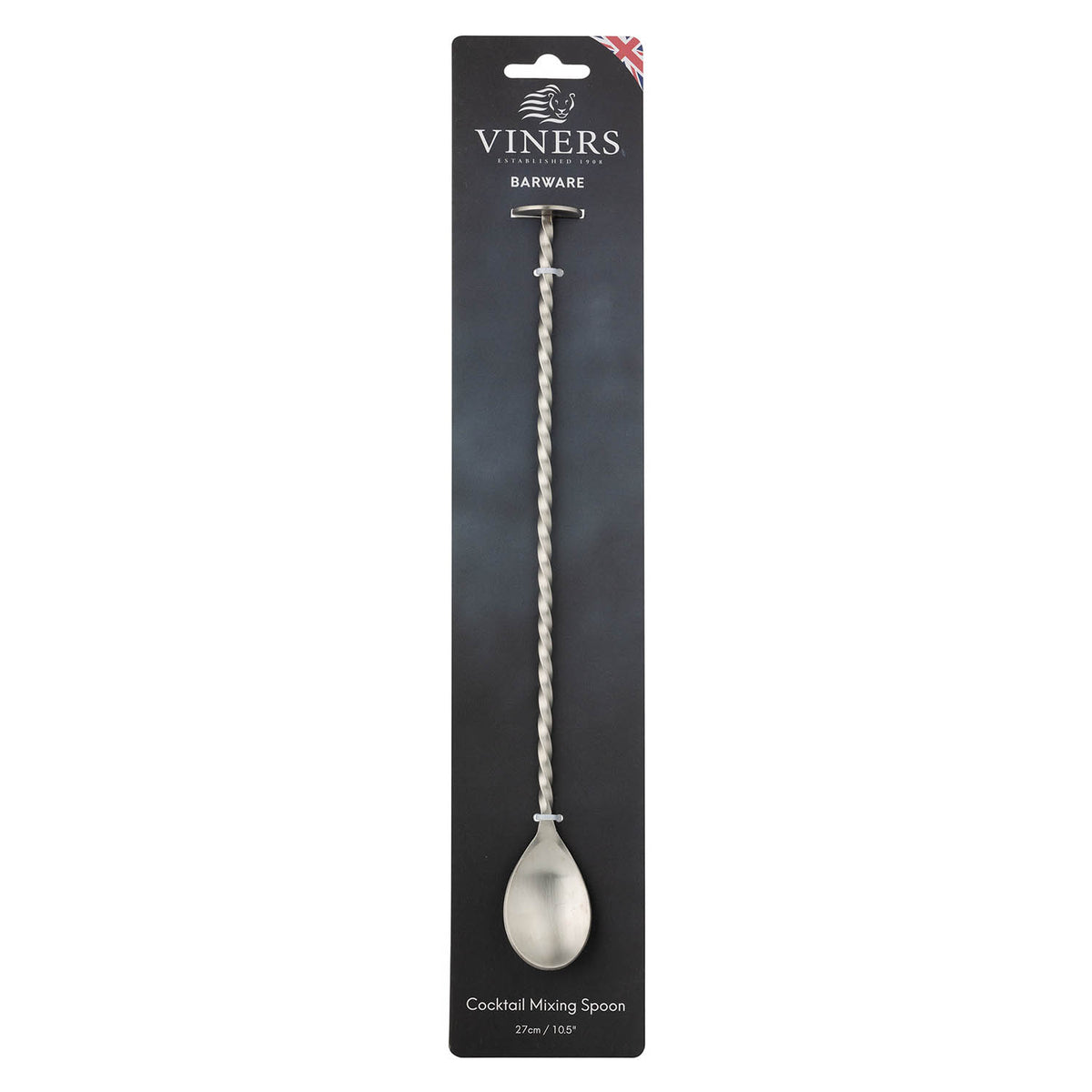 Silver VINERS stainless steel cocktail spoon with elegant design, perfect for mixing and serving cocktails.