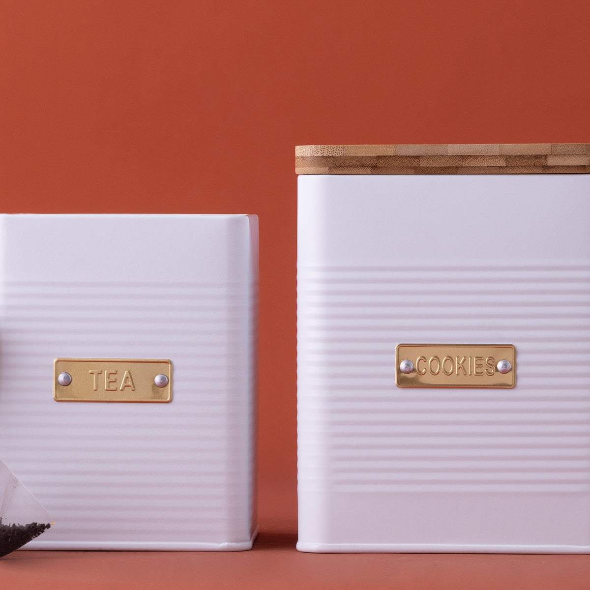 White TYPHOON Vorratsbehälter (storage container) from the LIVING collection, featuring a sleek, modern design for kitchen storage.