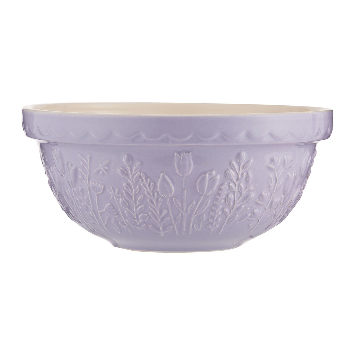Mason Cash In The Meadow transparent mixing bowl with floral meadow design, large size, kitchen baking and mixing tool.
