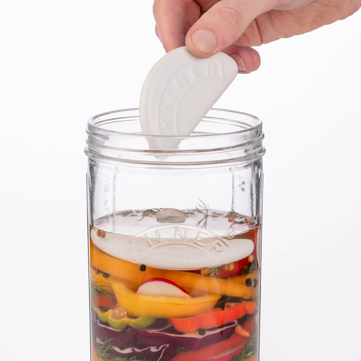 Small 1L KILNER fermenting jar with glass lid and clamp, ideal for homemade ferments and brewing.