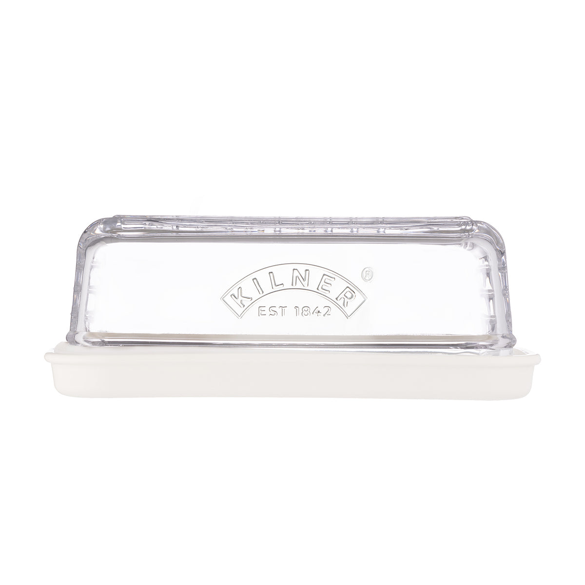 Clear KILNER cheese dome lid for 24 cm cheese, made of glass with a round shape and smooth edge for cheese storage.