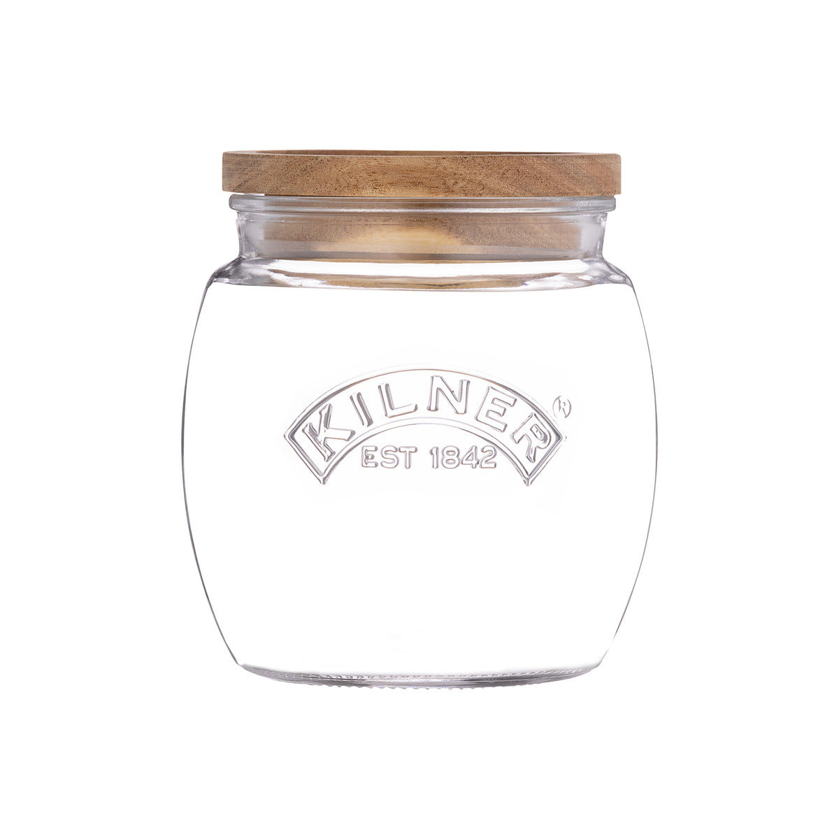 KILNER universal storage jar with glass lid, clear glass container for pantry storage and food preservation.