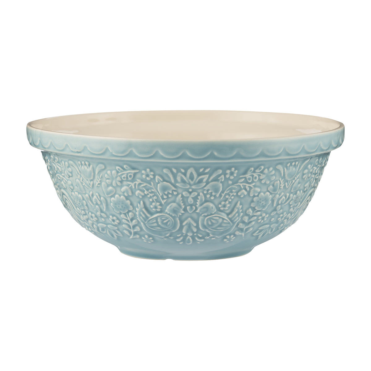 Mason Cash orange ceramic mixing bowl from the Home to Roost collection, with a smooth interior and decorative exterior design.