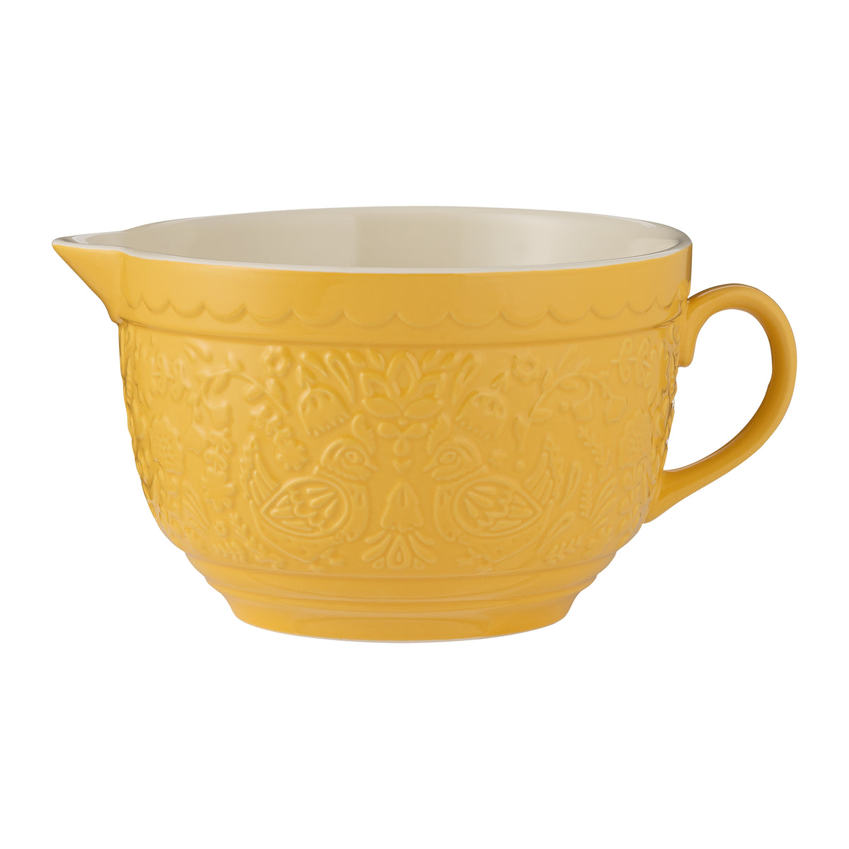 Yellow Mason Cash mixing bowl, 2L Home to Roost Rührschüssel with a vibrant design, ideal for baking or food preparation.