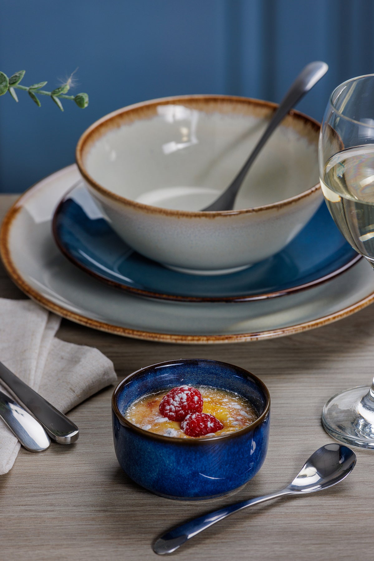 Mason Cash rustic blue ramekin with 150ml capacity, ceramic dish for baking or serving, featuring a classic design.