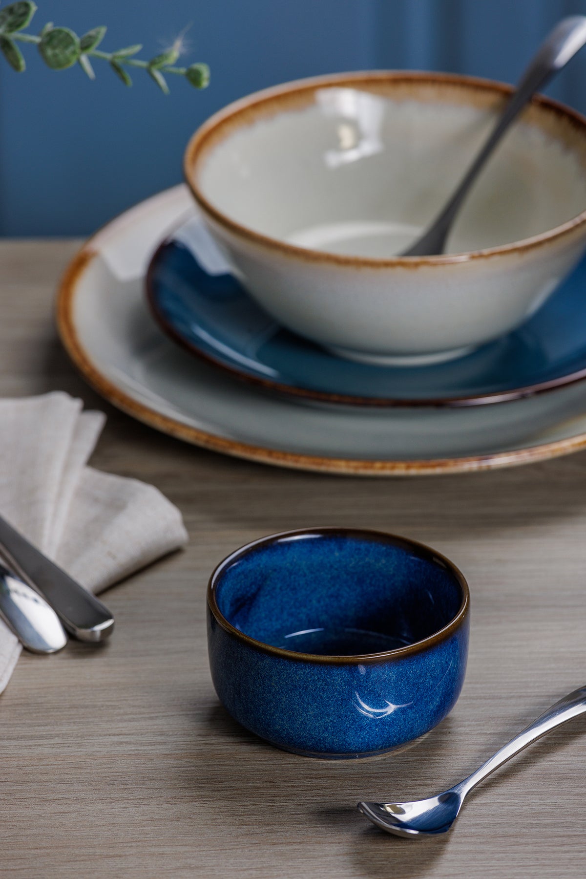 Mason Cash rustic blue ramekin, 150 ml, ceramic dish with a textured, charming design for serving or baking.