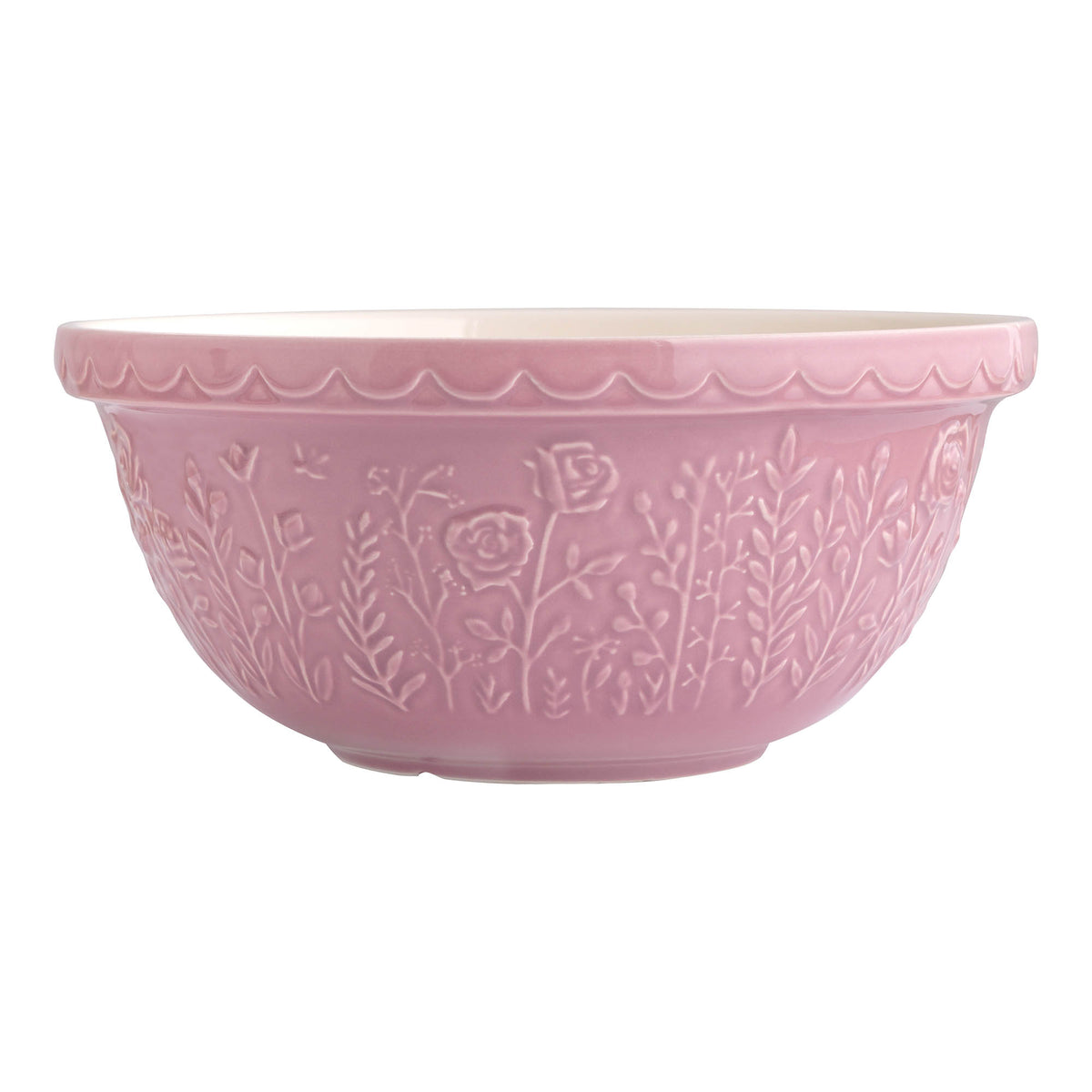 Mason Cash In The Meadow transparent mixing bowl with floral pattern, ideal for baking and food preparation.
