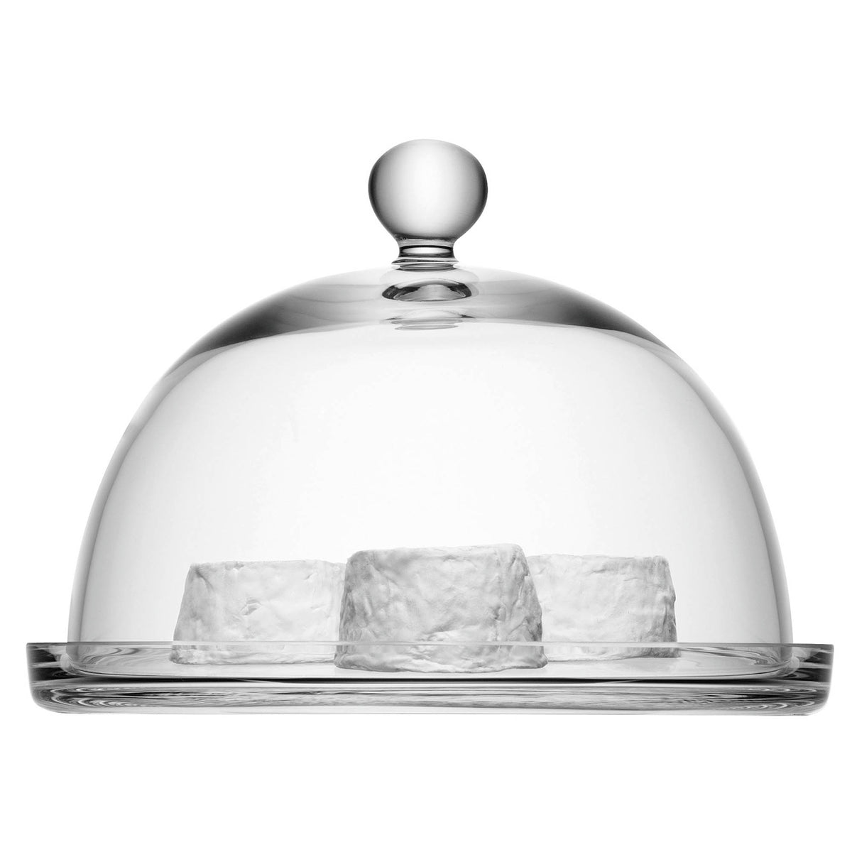 LSA Vienna plate with clear glass dome, 25cm diameter and 18cm height, elegant food presentation cover.