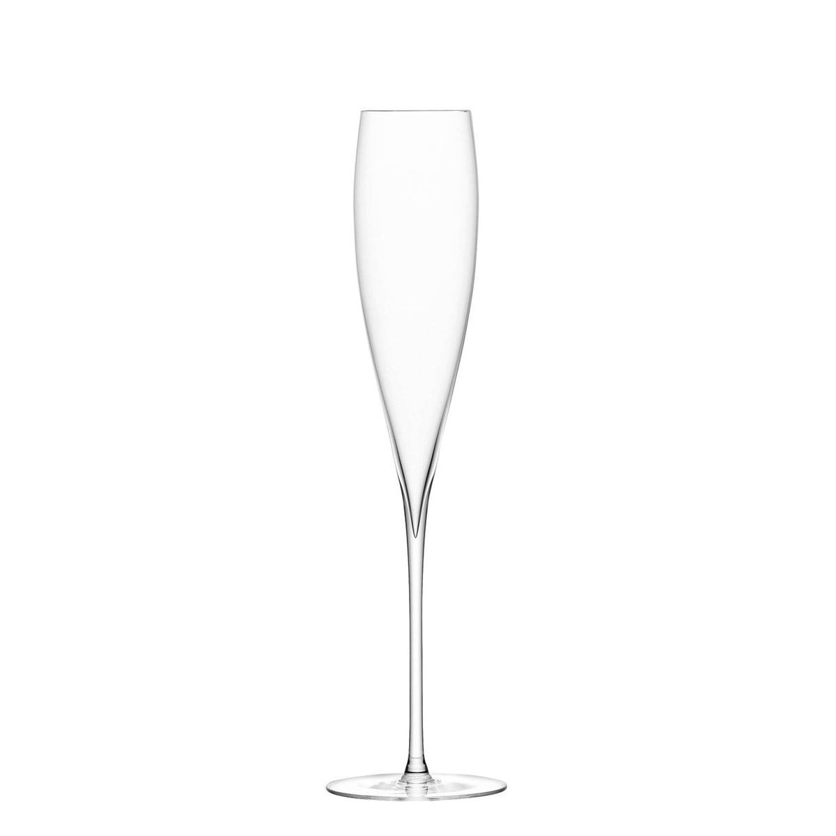 Pair of clear LSA Savoy Champagne Flutes, 200ml Sektglas for sparkling wine, with elegant, slender design.