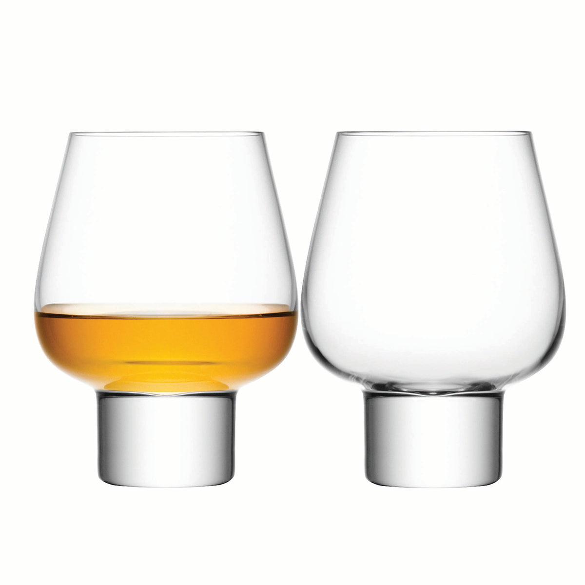 Set of two LSA Madrid clear glass liqueur glasses, 460ml capacity, elegant and sleek for serving liqueurs or spirits.