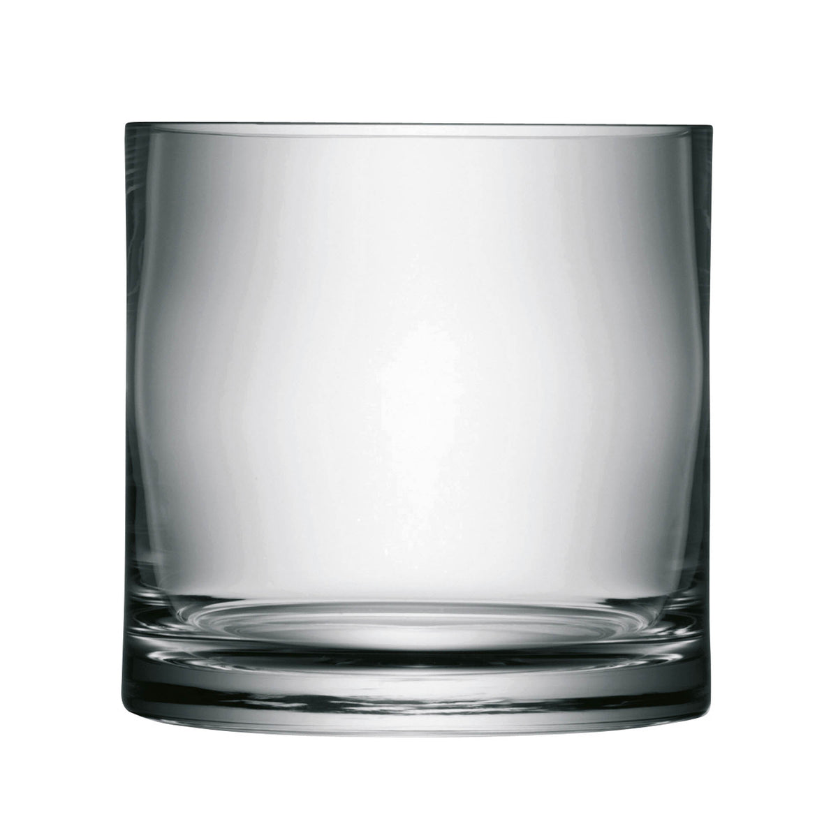 Clear LSA column vase or candleholder, 17cm tall with a 17cm diameter, featuring a sleek cylindrical design.