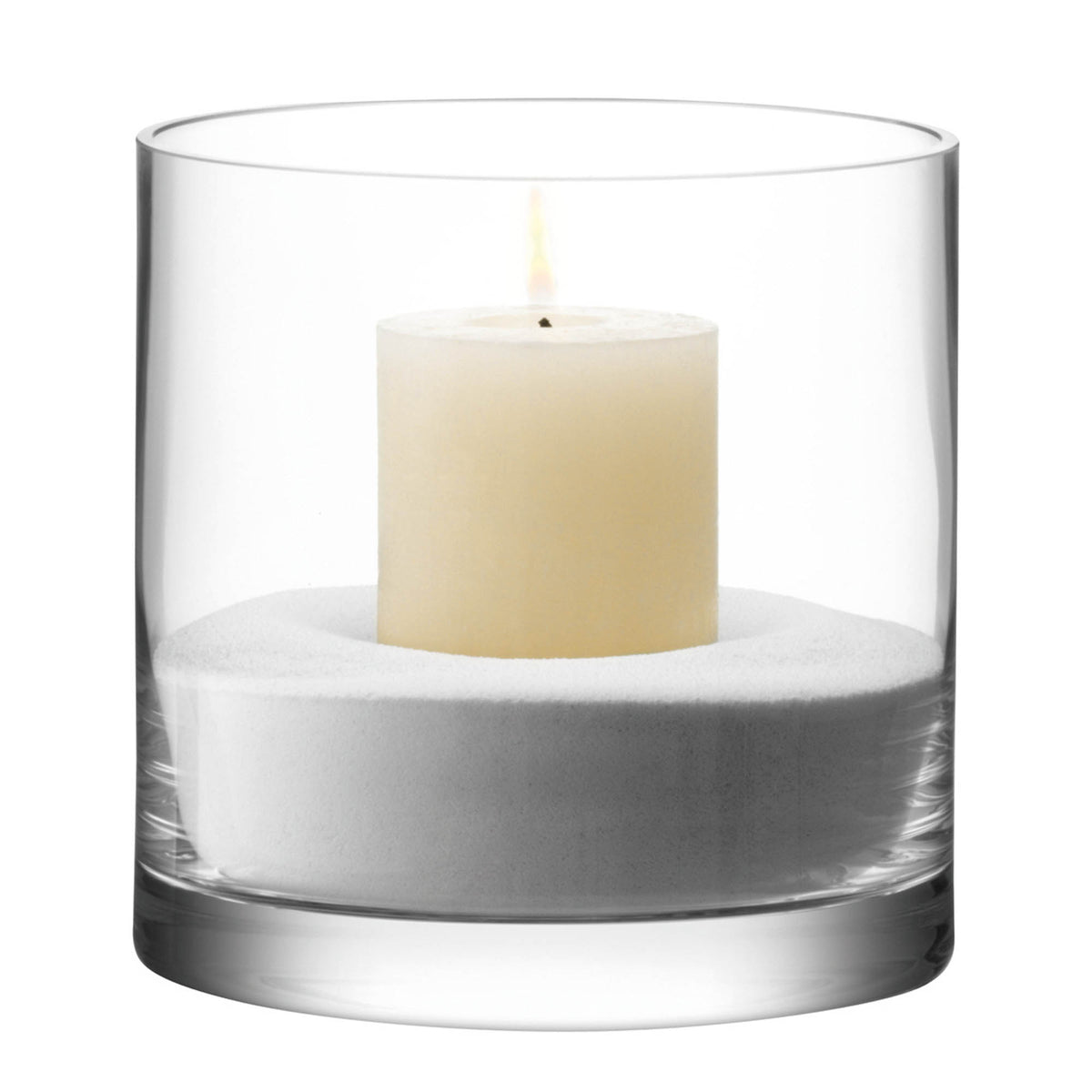 Clear LSA column vase or candleholder, H17cm and 17cm diameter, with sleek modern design and transparent glass finish.