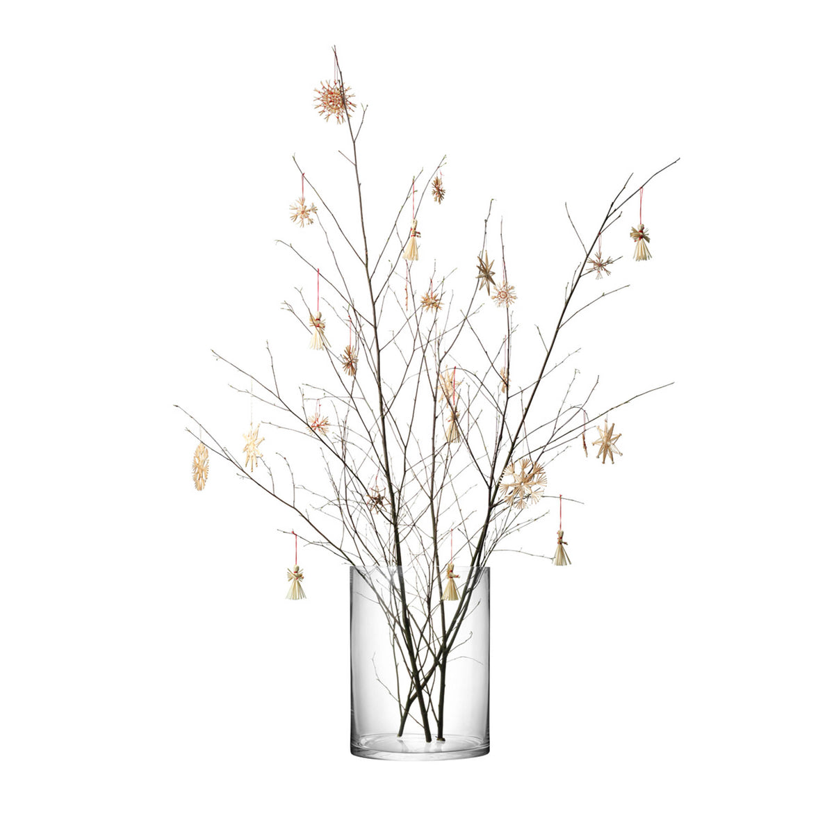 Clear LSA column vase or candleholder, 40cm tall with a 30cm diameter, featuring a sleek, cylindrical glass design.