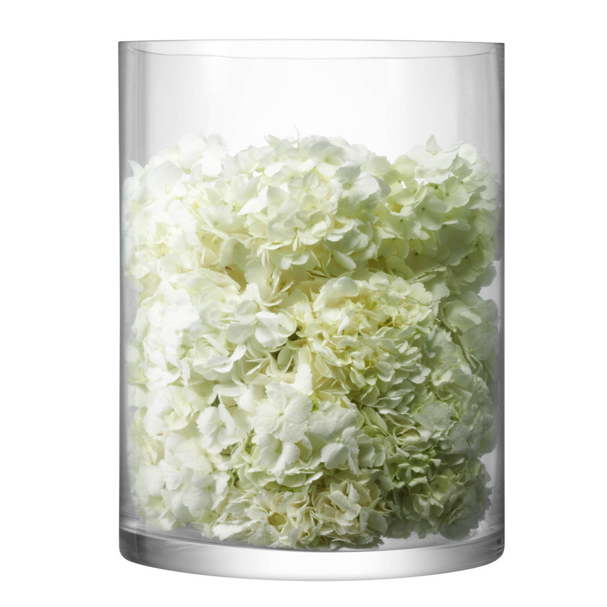 Clear LSA column vase or candleholder, 40cm tall with 30cm diameter, featuring a sleek, cylindrical design in transparent glass.
