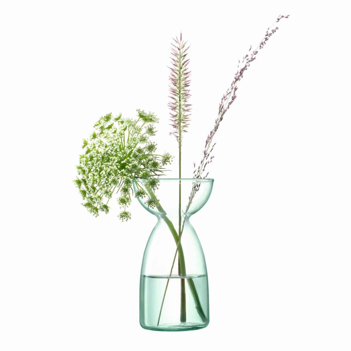 LSA Canopy Trio Vase Set with recycled glass, featuring three clear vases of varying heights, including a 13cm tall vase.