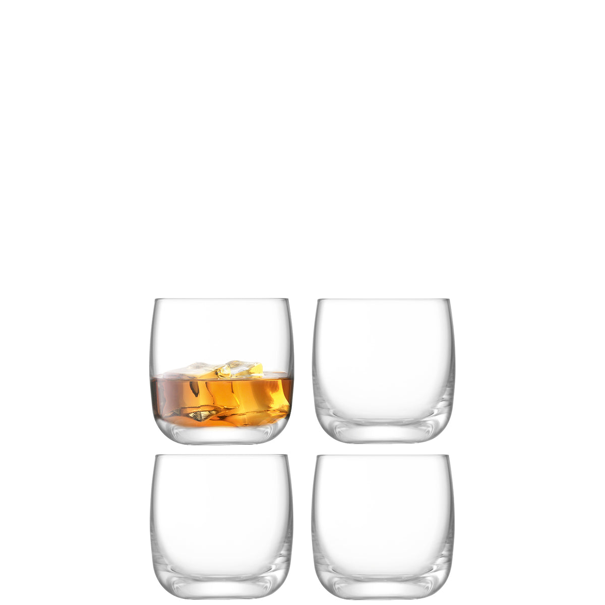 Set of four LSA Borough clear glass tumblers, 300ml each, with sleek modern design for beverages.