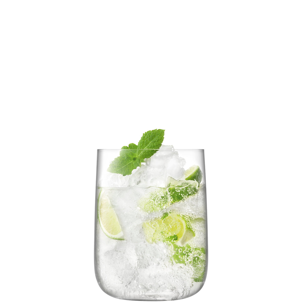 Set of four clear LSA Borough tumblers, 625ml capacity, made of glass, ideal for beverages, modern design.