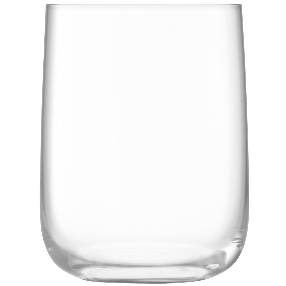 Set of four LSA Borough tumblers in clear glass, 625ml capacity, showcasing sleek, modern design and transparent finish.
