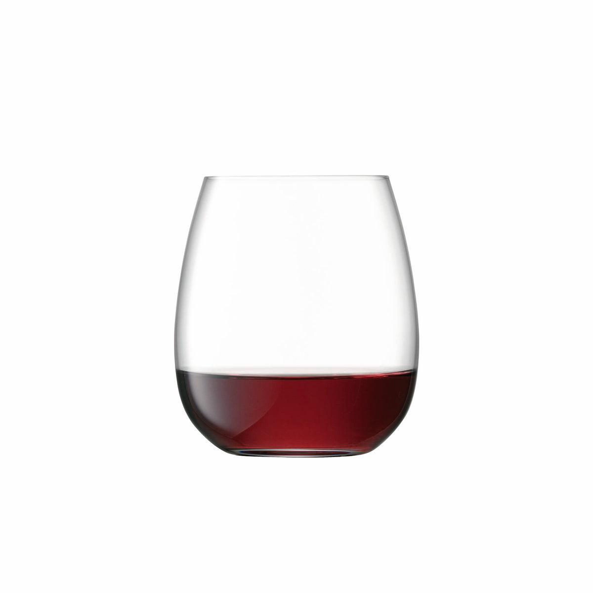Set of four clear LSA Borough stemless wine glasses, 455ml capacity, with a modern design and smooth glass finish.