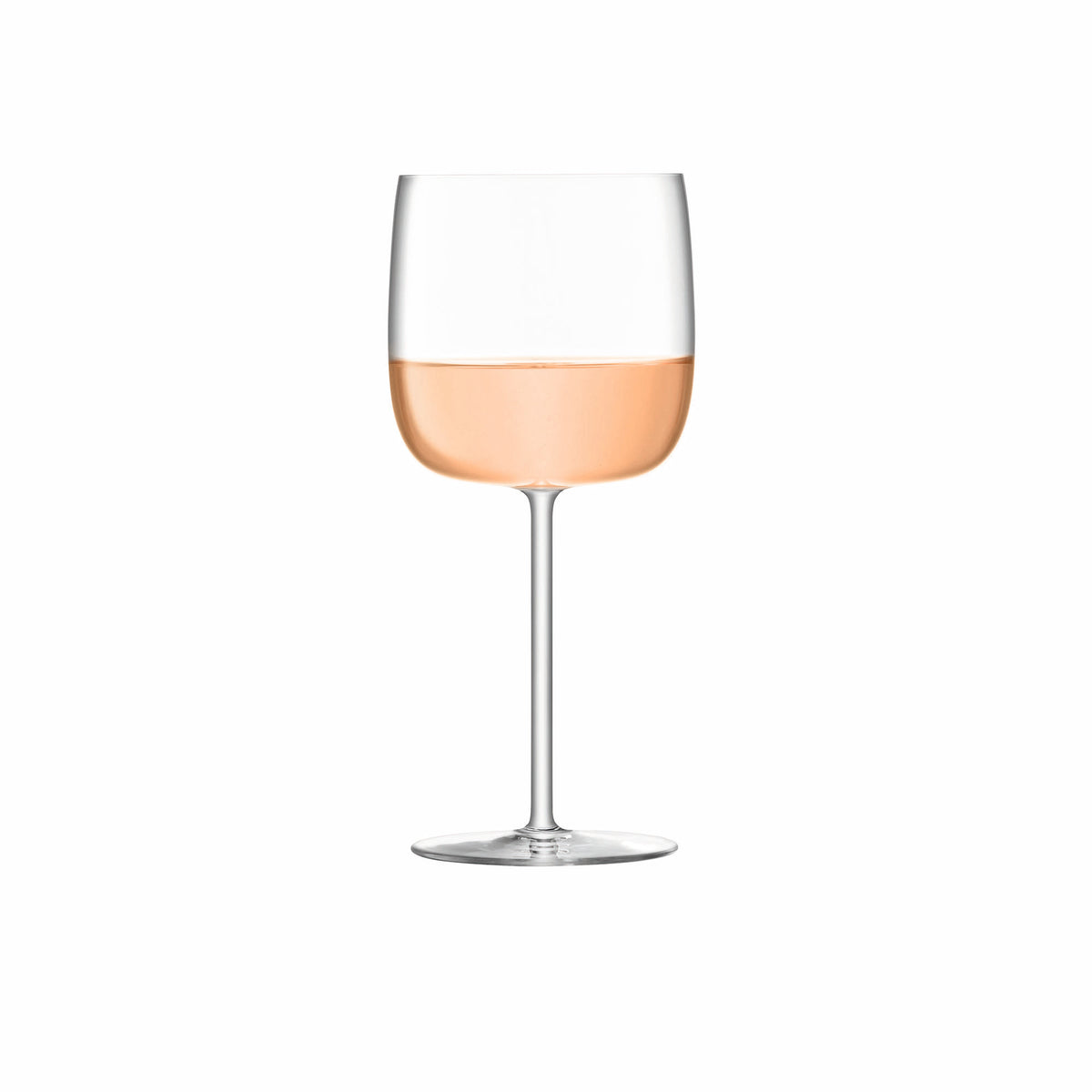 Set of four clear LSA Borough wine glasses, 450ml capacity, elegant design for enjoying wine in style.