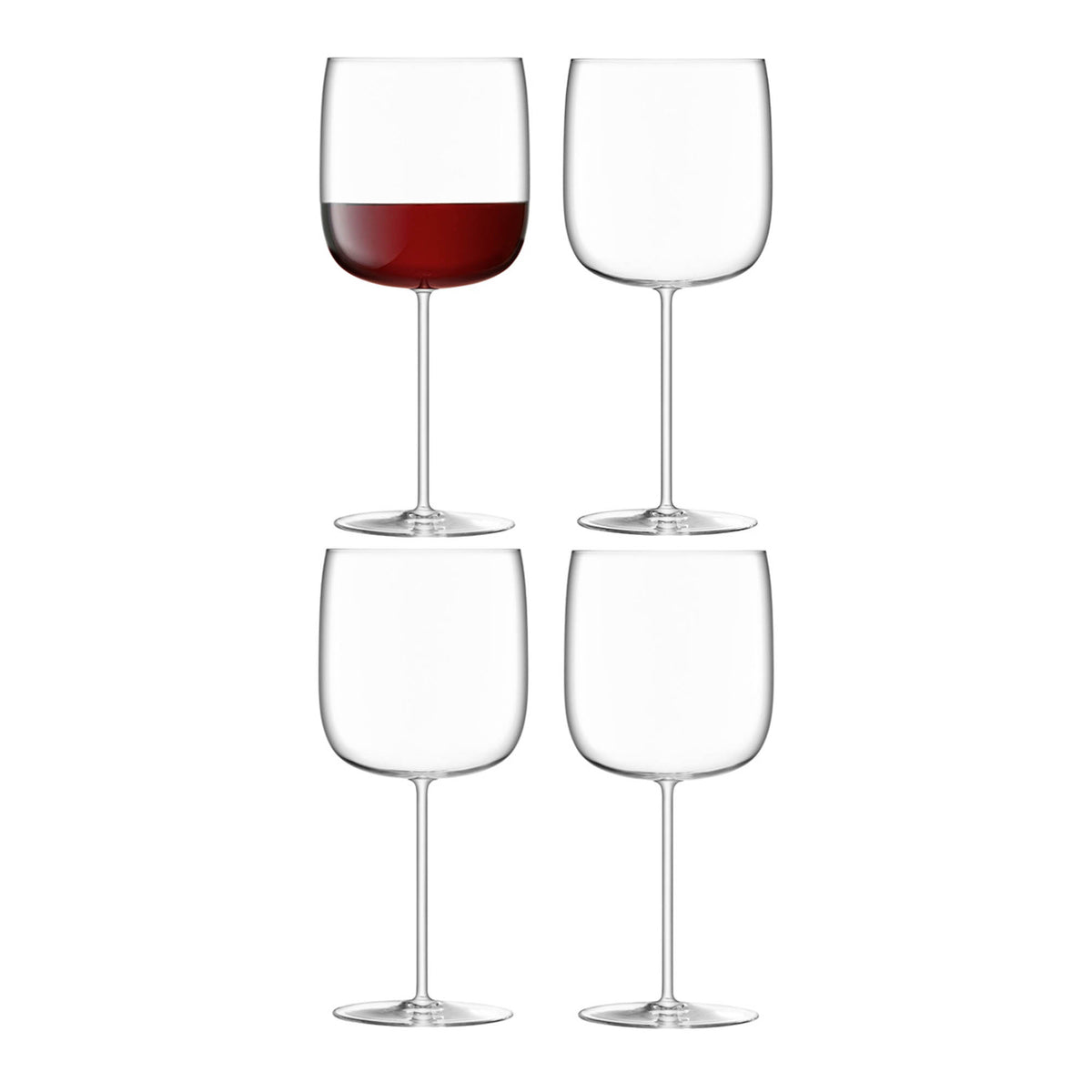 Set of four LSA Borough Grand Cru wine glasses, 660ml clear glass weinglas with elegant design, perfect for serving wine.