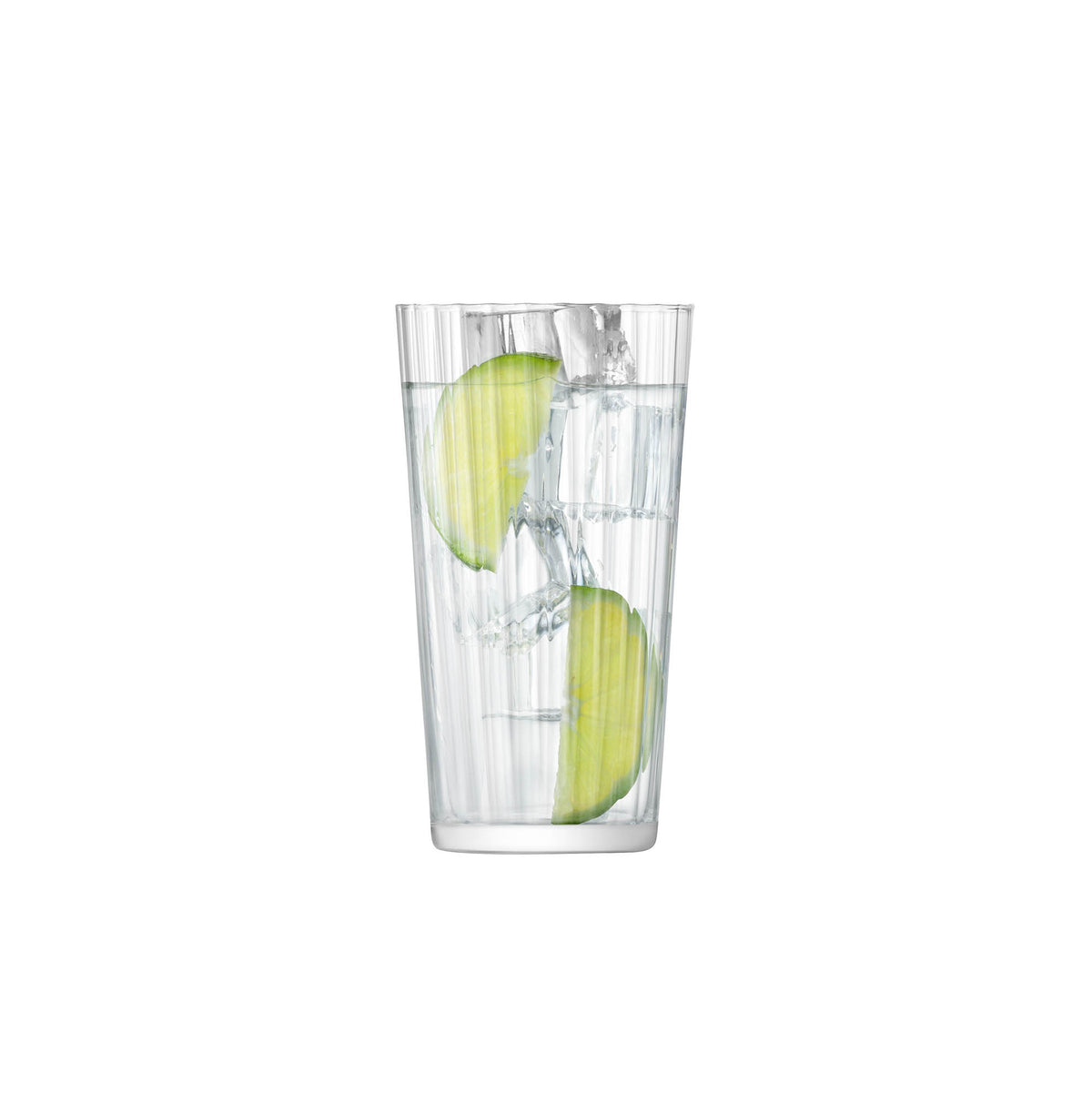 Set of four large LSA Gio Line Juice Glasses, 320ml clear longdrink glasses, stylish and modern for beverages.