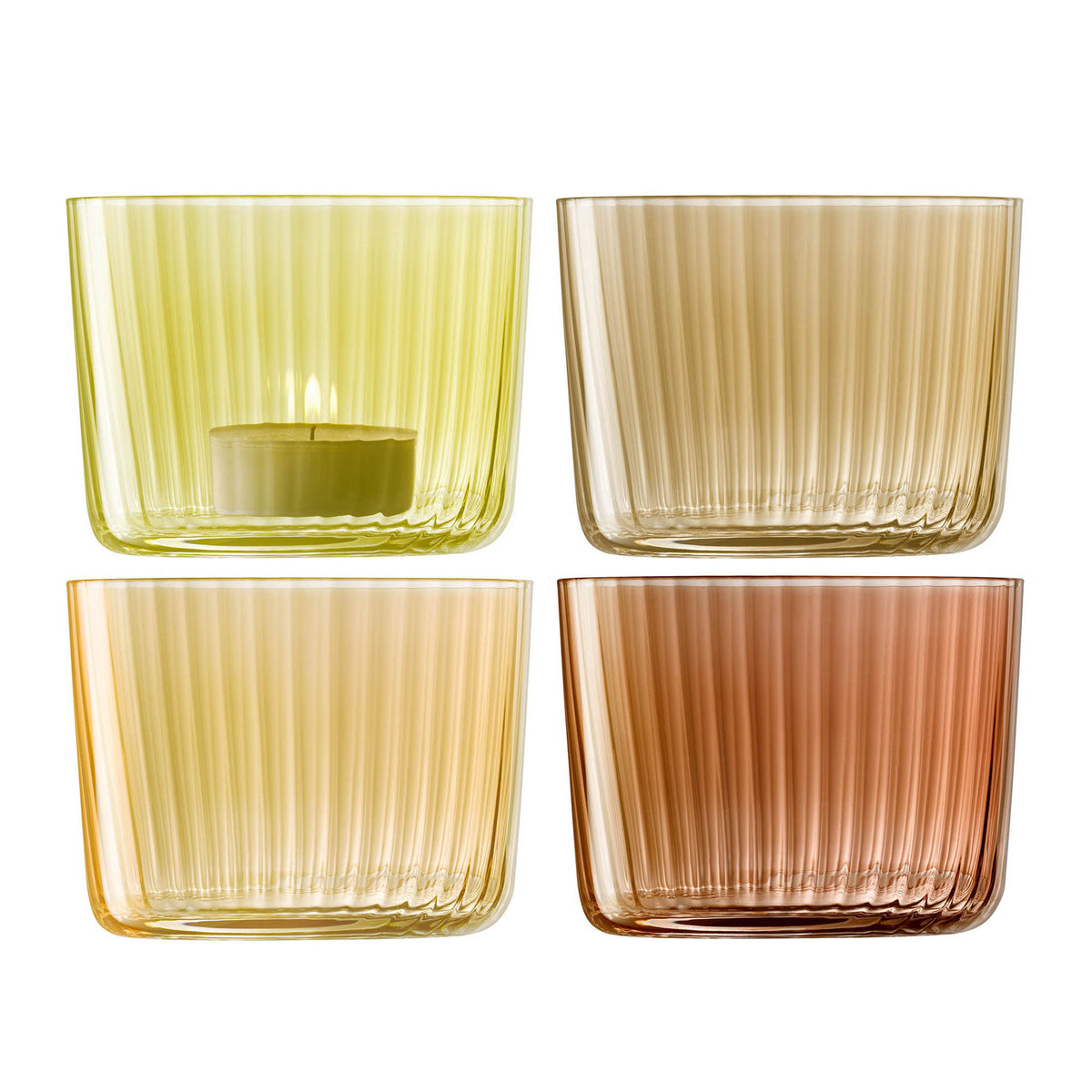 Set of four LSA Gems tealight holders in assorted amber, decorative kerzenhalter with a sleek design, 6cm height.