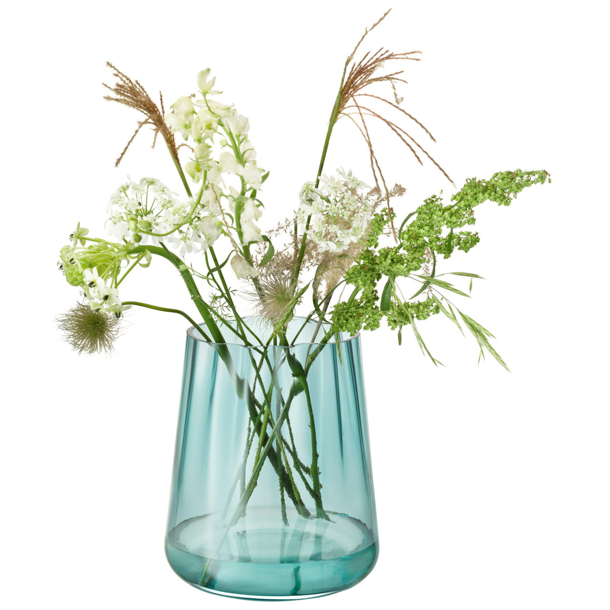 LSA Lagoon vase in emerald glass, 24cm tall, featuring a smooth, rounded shape perfect for decorative floral displays.