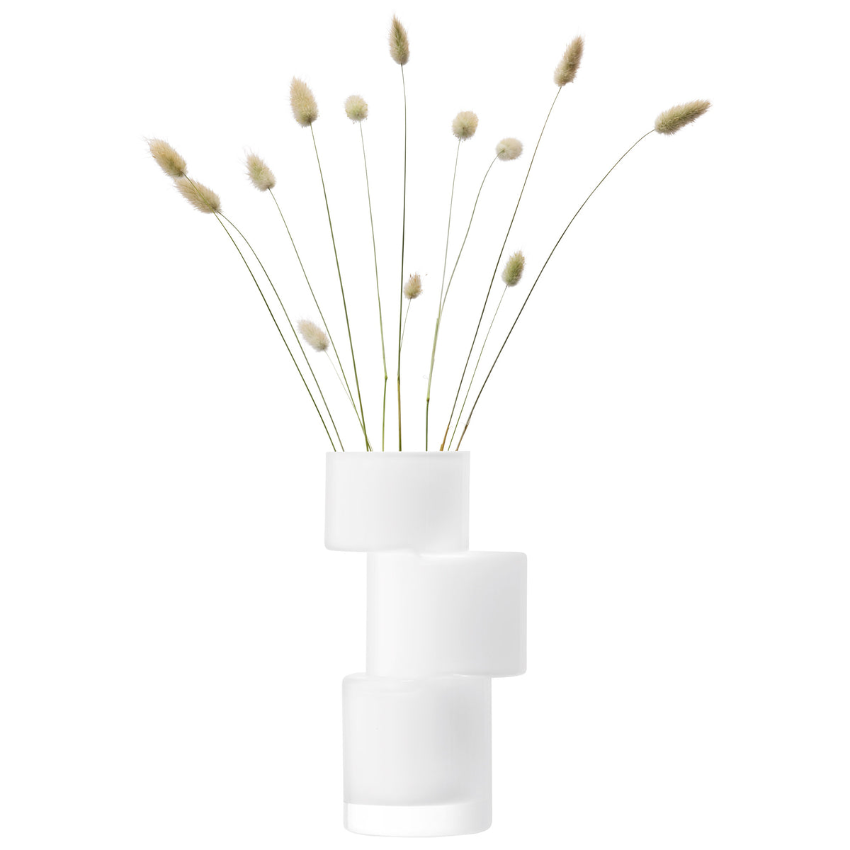 White LSA Tier vase with a sleek, modern design, 26cm tall, showcasing smooth curves and a contemporary style.