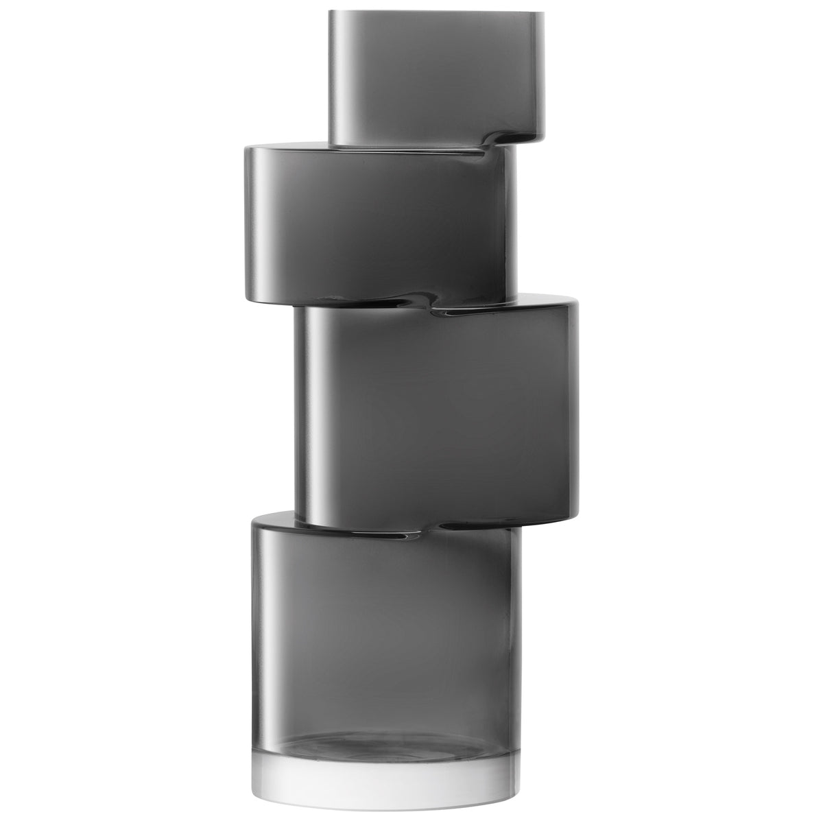 Gray LSA Vase TIER, 35cm tall, with a modern, tiered design and smooth finish, ideal for floral arrangements.