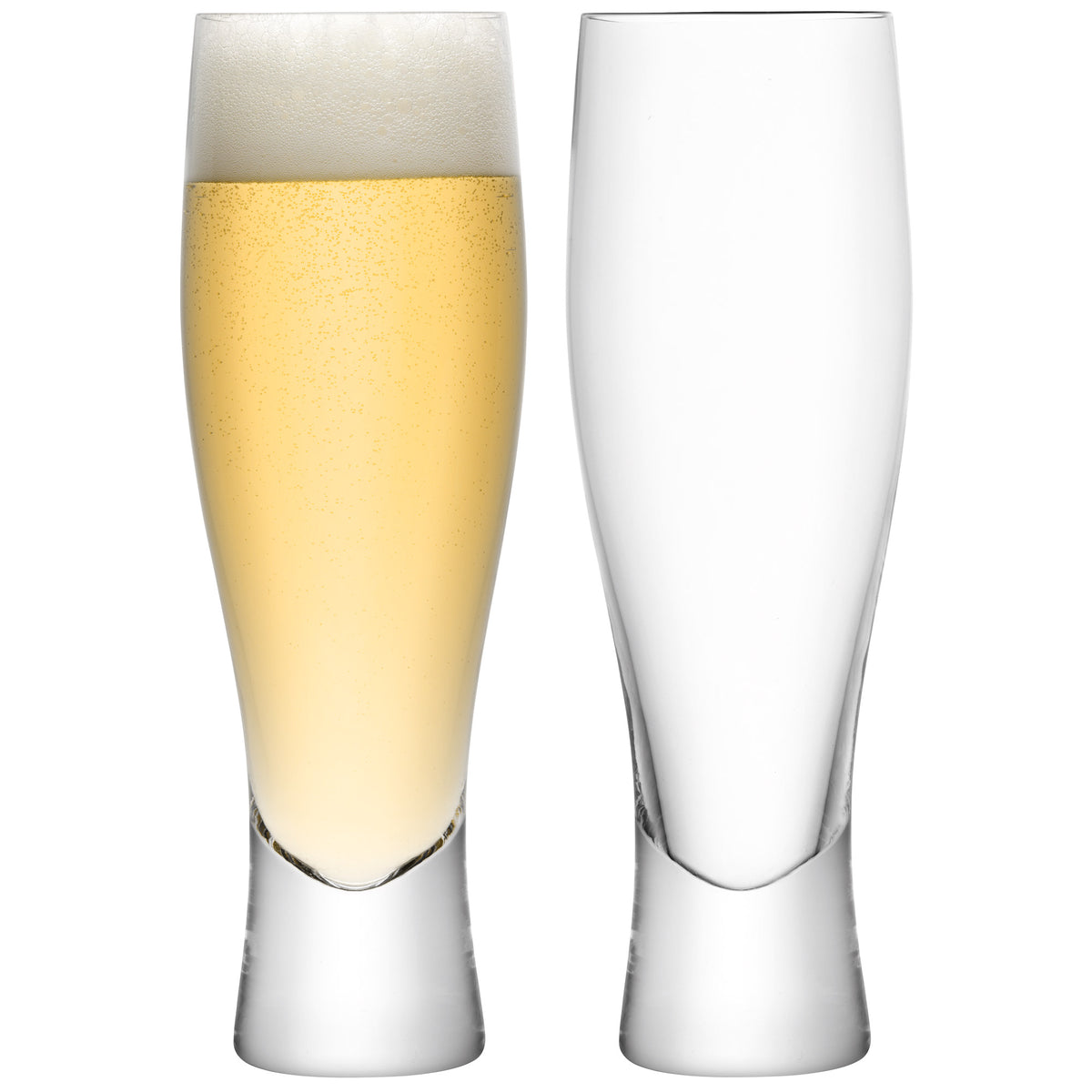 Set of two clear LSA Bierglas BAR beer glasses, 400ml capacity, showcasing sleek, modern design perfect for enjoying beer.