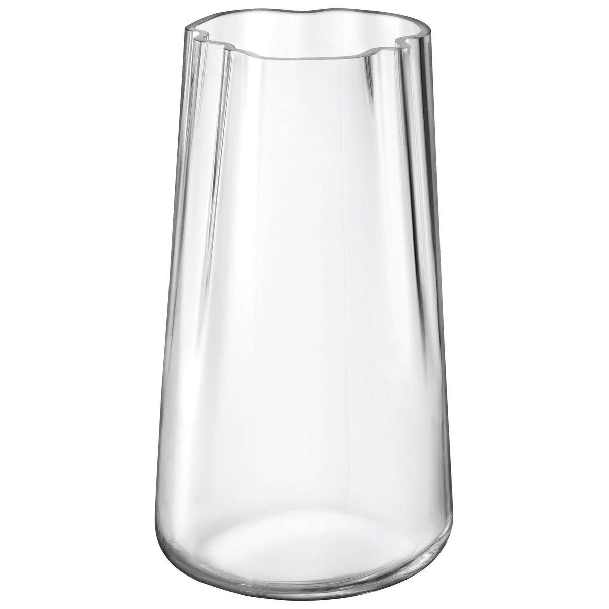 Clear LSA Lagoon vase with a sleek, modern design, standing 35cm tall, perfect for elegant floral displays.