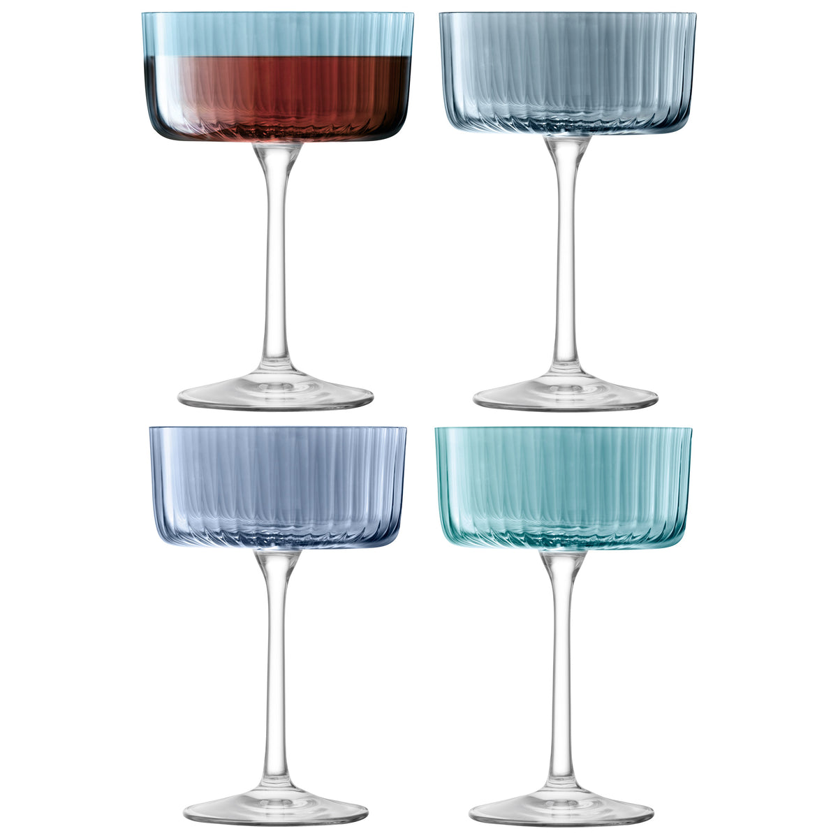 Set of four LSA GEMS ocean-themed cocktail glasses, 230ml, with elegant design for serving cocktails.