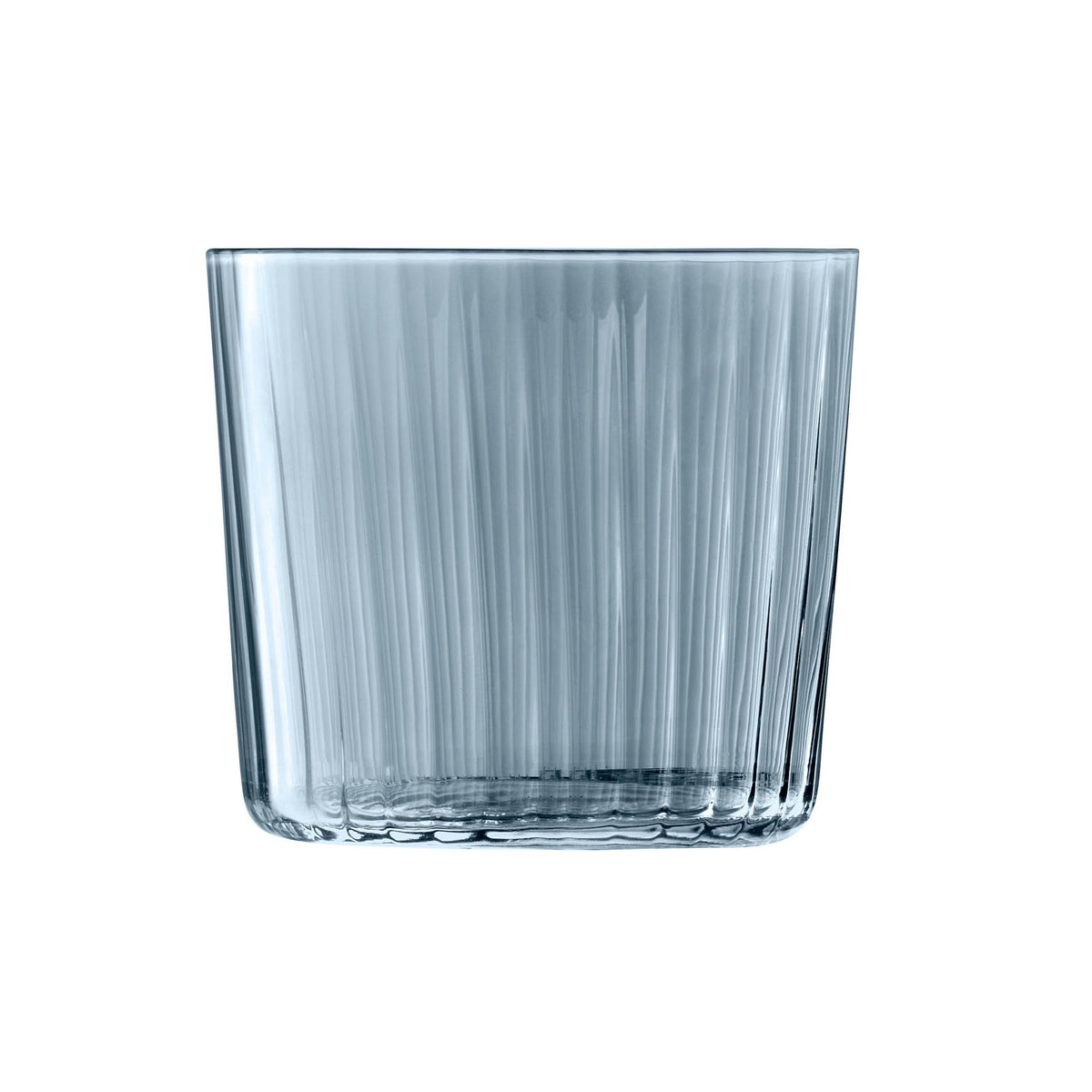 Set of four LSA Gems 310ml sapphire-colored glass tumblers with assorted gemstone-inspired designs.