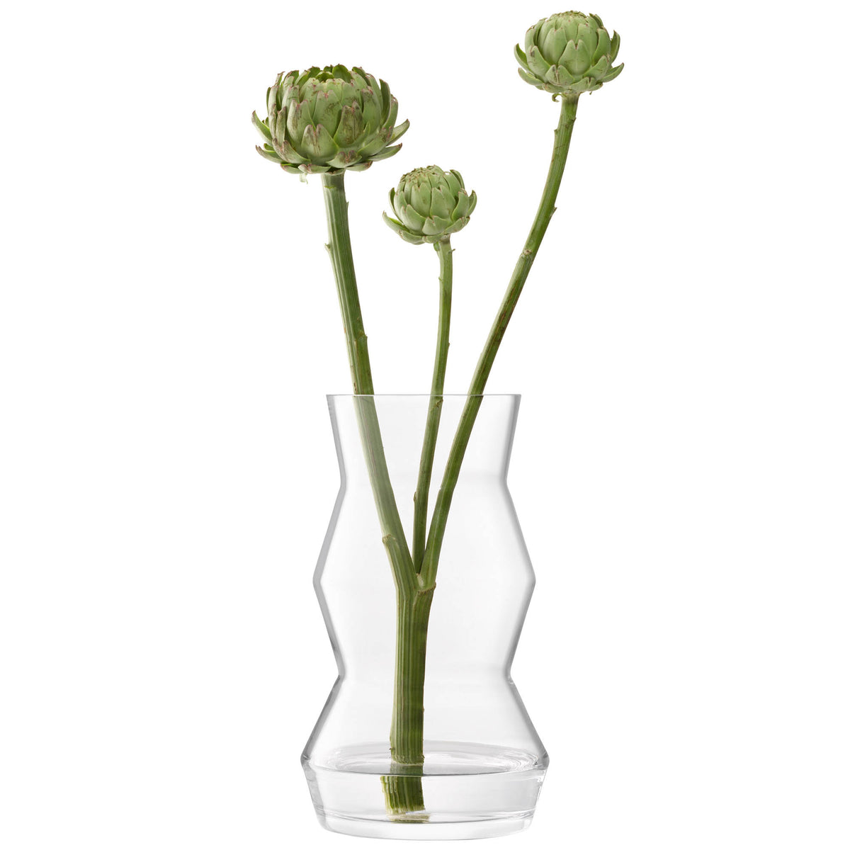 Clear LSA Sculpt Vase or Lantern, 36cm tall, featuring a modern, minimalist design with smooth, transparent glass finish.