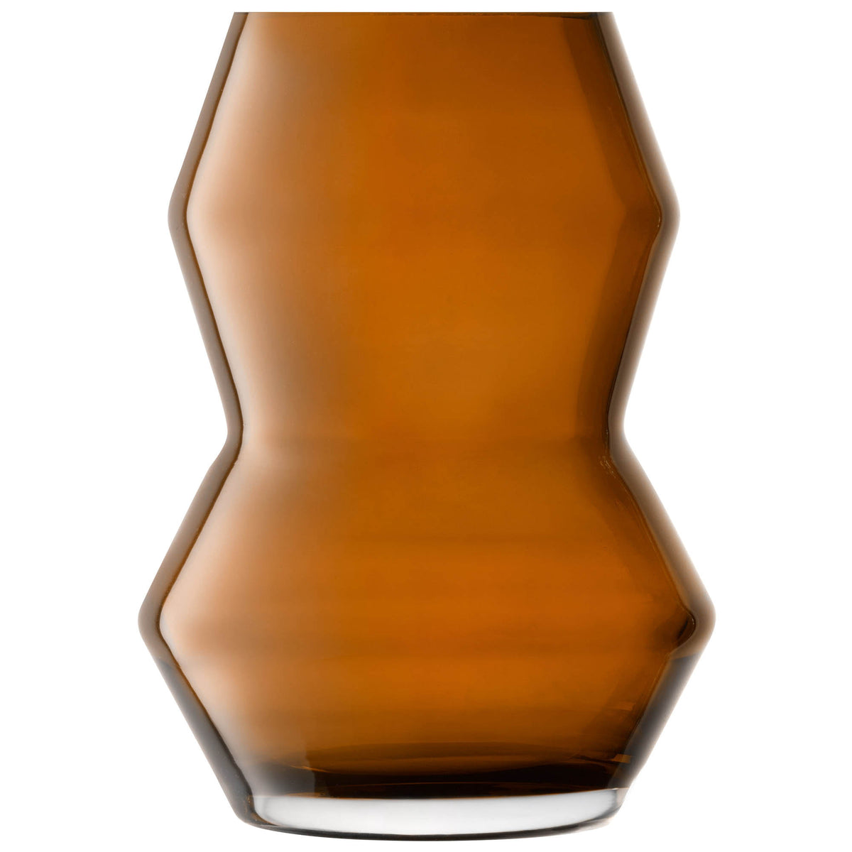 LSA Sculpt Vase in cognac glass, 16cm tall with a smooth, rounded design, perfect for elegant floral displays.