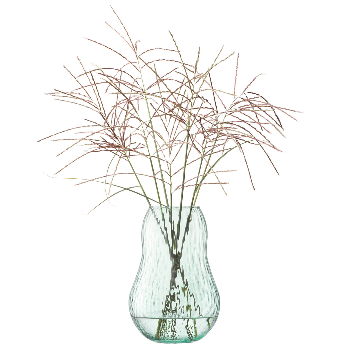 LSA Canopy Seed Vase made from recycled materials, 23cm tall, showcasing clear glass with a rounded, modern design.