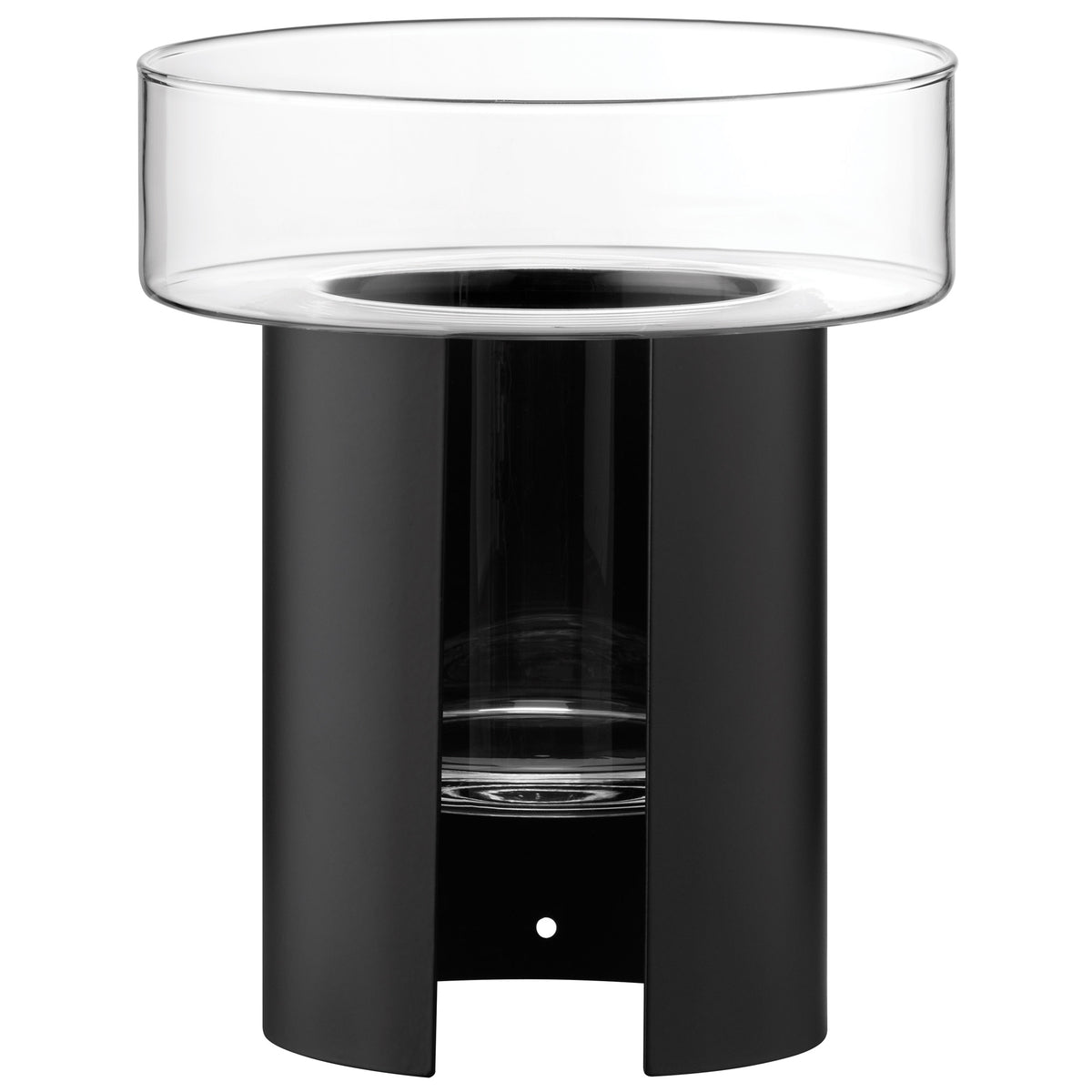 LSA Planter Terraza in black, 22cm tall ceramic planter with modern design, perfect for indoor or outdoor plants.