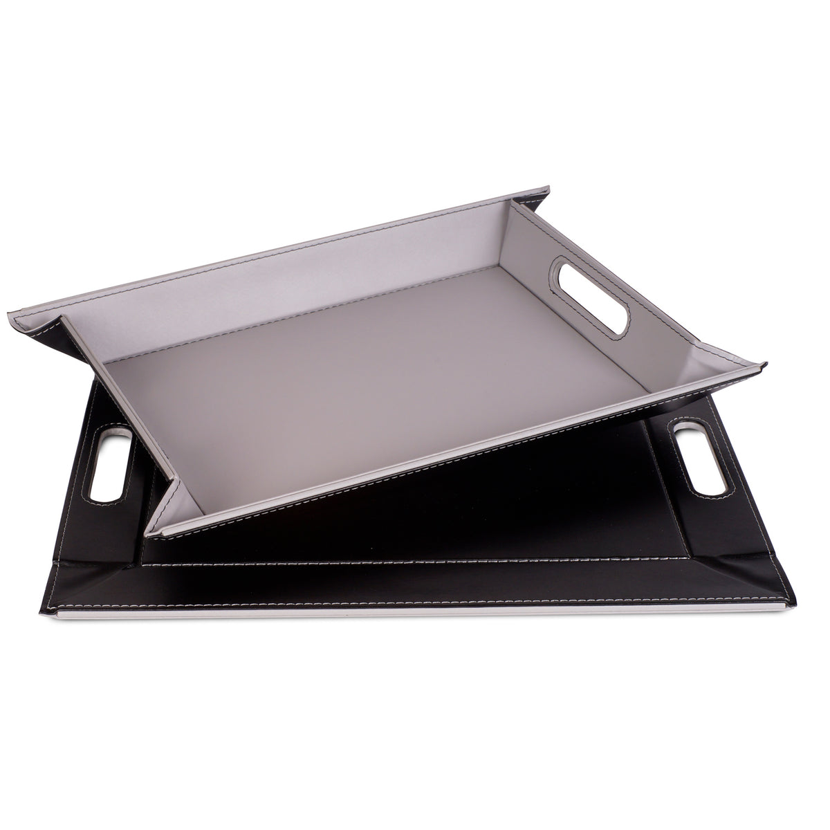 FREEFORM DUO tablet tray in gray and black with a sleek, modern design for organizing small items or accessories.