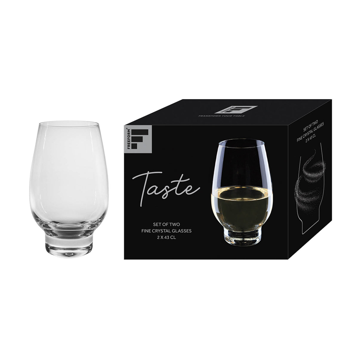 FREEFORM clear white wine glass set, 2 x 430 ml, elegant and transparent for serving white wines.