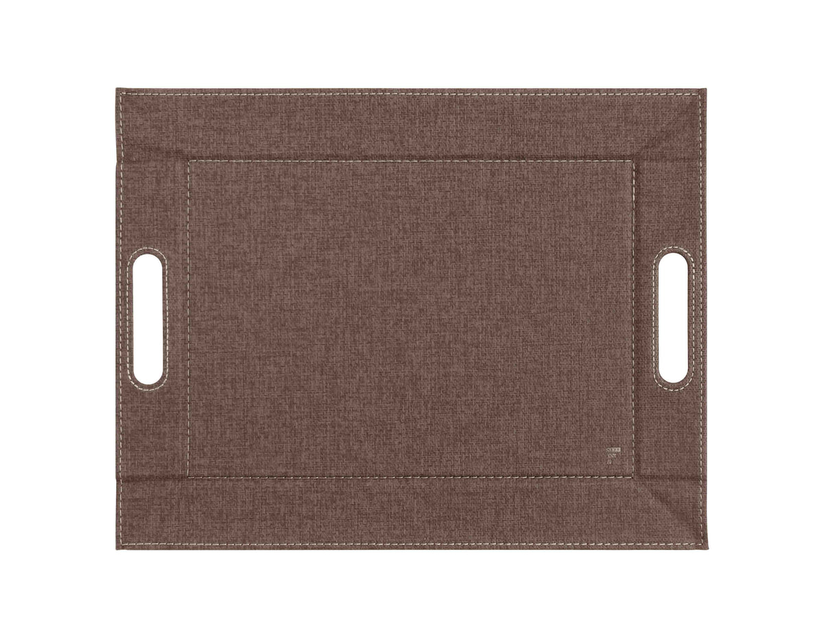 FREEFORM Wendetablett in brown showing a reversible wooden tray with handles, ideal for serving or decorative use.