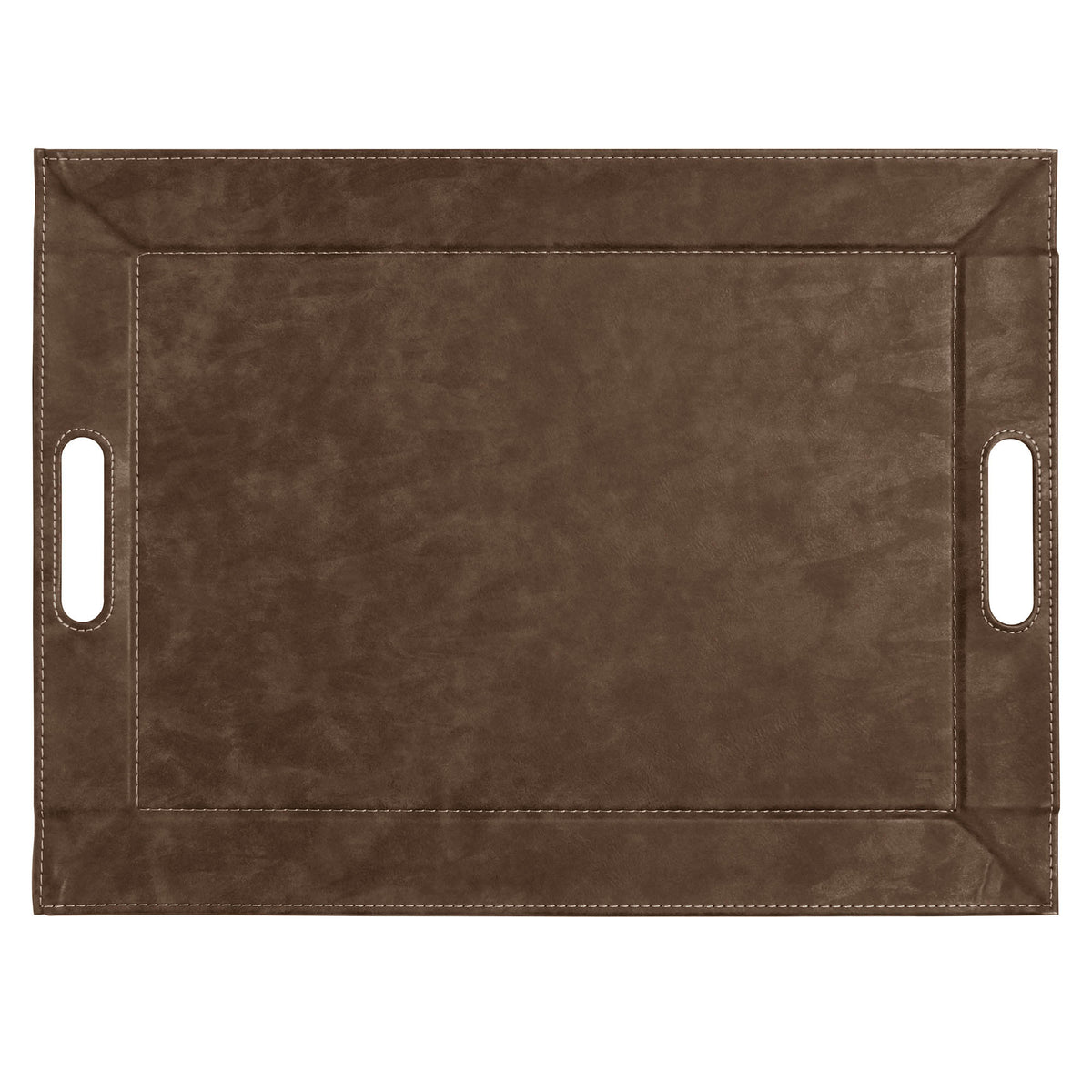 FREEFORM Duo leather-look brown tablett with two compartments, stylish and functional for home decor or organization.