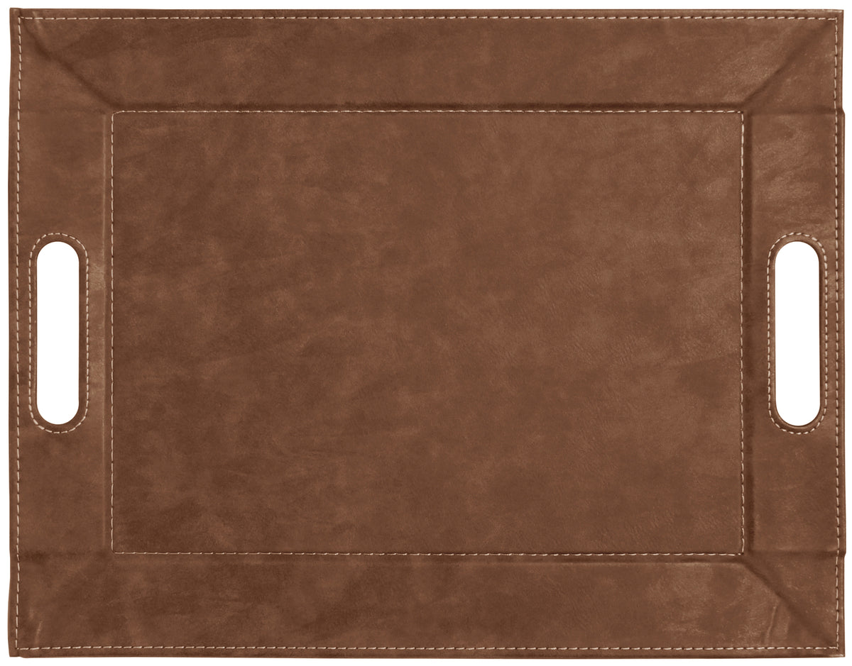 FREEFORM DUO leather-look brown tray with raised edges, stylish and functional for home decor or serving.