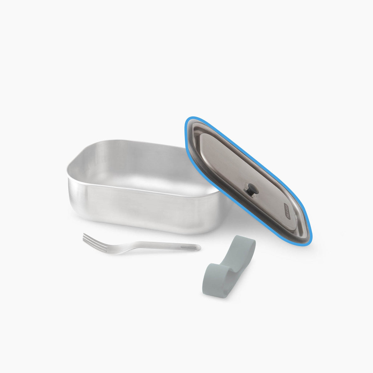 BLACK+BLUM stainless steel lunch box replacement lid, natural-colored, fits BLACK+BLUM lunch containers, with secure fastening.