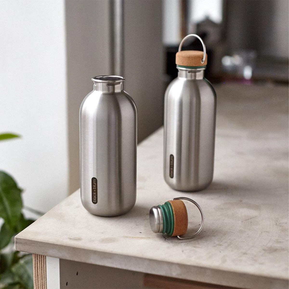 BLACK+BLUM Classic 600ml water bottle showing sleek stainless steel design and screw-on cap, perfect for daily hydration.